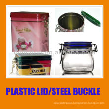 airtight can with plastic lid and steel ring buckle